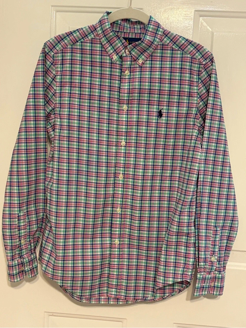 Ralph Lauren Boy’s Classic Natural Stretch Plaid Button Down Shirt Size 14-16